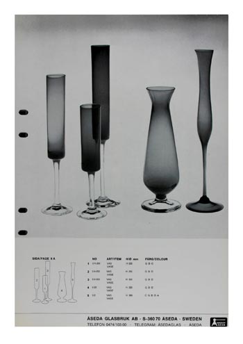 Aseda Glasbruk 1971-73 Swedish Glass Catalogue, Page 8