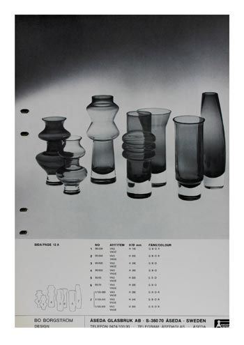 Aseda Glasbruk 1971-73 Swedish Glass Catalogue, Page 12