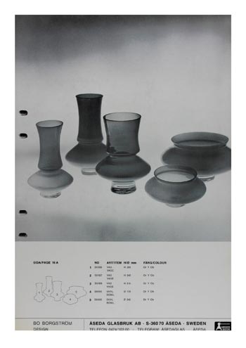Aseda Glasbruk 1971-73 Swedish Glass Catalogue, Page 16