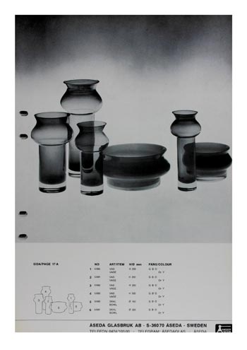 Aseda Glasbruk 1971-73 Swedish Glass Catalogue, Page 17