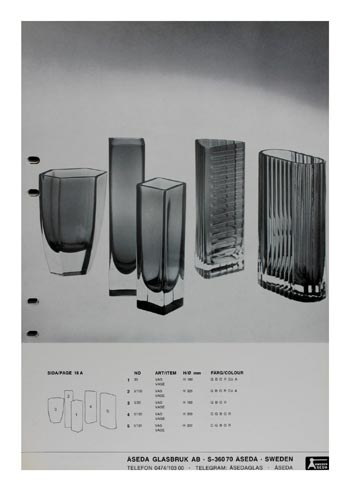 Aseda Glasbruk 1971-73 Swedish Glass Catalogue, Page 18