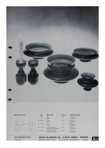 Aseda Glasbruk 1971-73 Swedish Glass Catalogue, Page 20