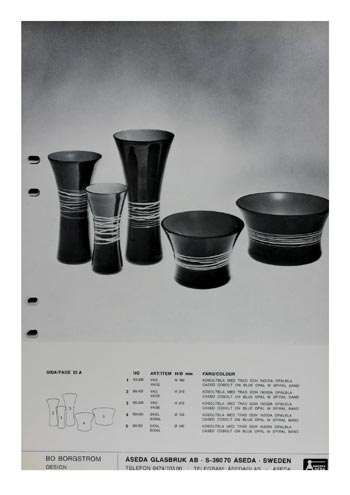 Aseda Glasbruk 1971-73 Swedish Glass Catalogue, Page 22