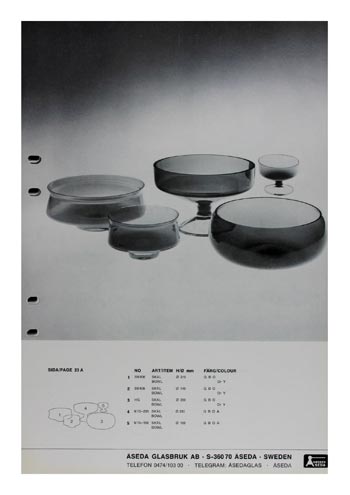 Aseda Glasbruk 1971-73 Swedish Glass Catalogue, Page 23