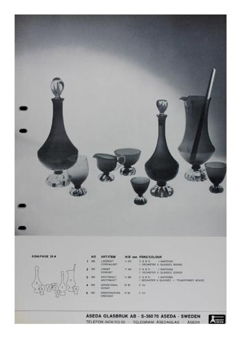 Aseda Glasbruk 1971-73 Swedish Glass Catalogue, Page 26