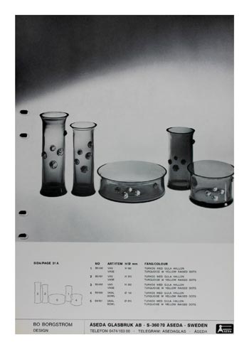 Aseda Glasbruk 1971-73 Swedish Glass Catalogue, Page 31