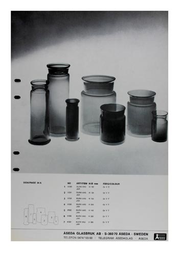 Aseda Glasbruk 1971-73 Swedish Glass Catalogue, Page 34