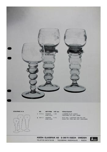 Aseda Glasbruk Murano Glass 1971-73 Catalogue, Page 41
