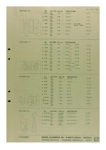 Aseda Glasbruk 1971-73 Swedish Glass Catalogue, Page 45