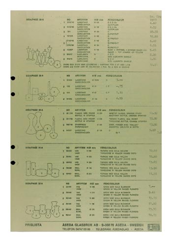 Aseda Glasbruk 1971-73 Swedish Glass Catalogue, Page 48