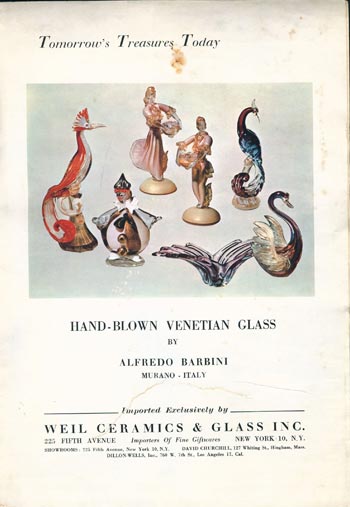 Barbini 1961 Murano Glass Catalogue, Front Cover
