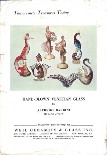 Barbini 1965 Murano Glass Catalogue, Front Cover