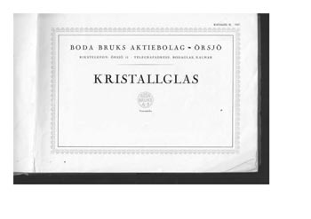 Boda 1927 Swedish Glass Catalogue, Introduction