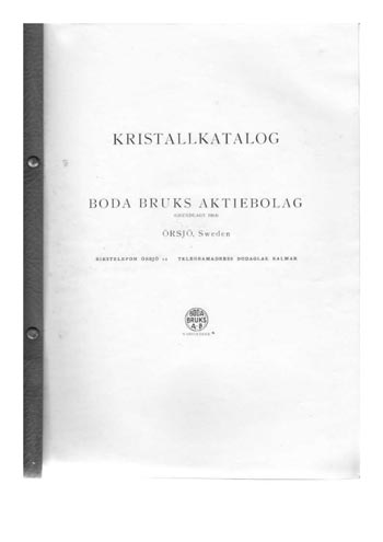Boda 1933 Swedish Glass Catalogue, Introduction