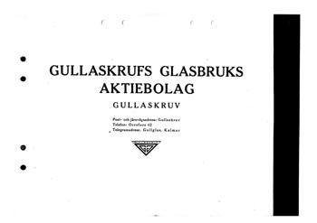 Gullaskruf 1947 Swedish Glass Catalogue, Front Cover