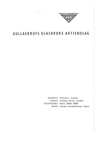 Gullaskruf 1963 Swedish Glass Catalogue, Page 1