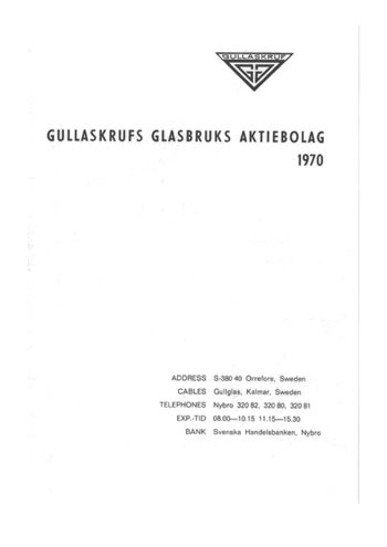 Gullaskruf 1970 Swedish Glass Catalogue, Page 1