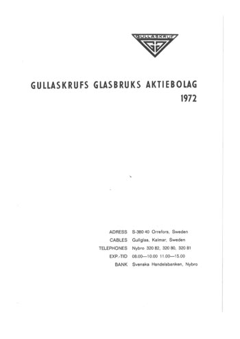 Gullaskruf 1972 Swedish Glass Catalogue, Page 1