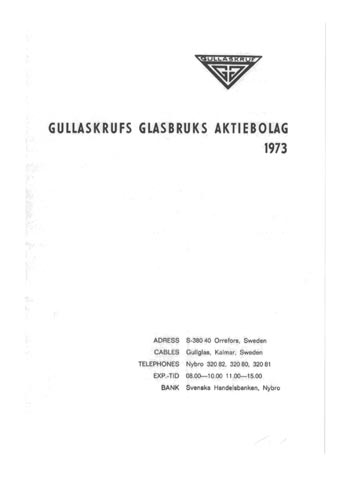 Gullaskruf 1973 Swedish Glass Catalogue, Page 1