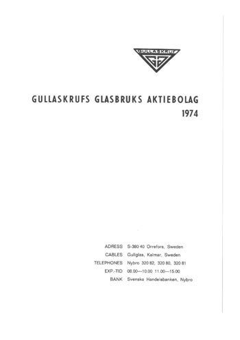Gullaskruf 1974 Swedish Glass Catalogue, Page 1