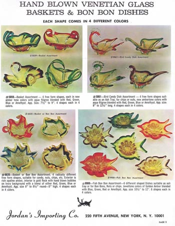 Jordan's Importing Company (JICO) 1967 Murano Glass Catalogue, Page 3