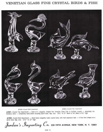 Jordan's Importing Company (JICO) 1967 Murano Glass Catalogue, Page 1A