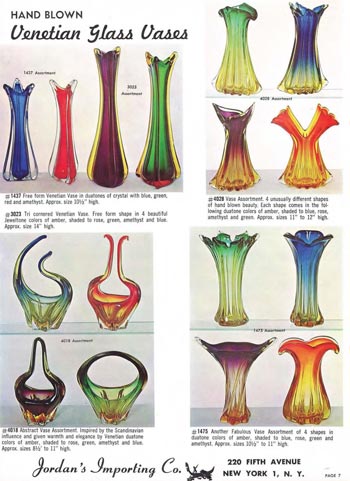 Jordan's Importing Company (JICO) Murano Glass Catalogue, Page 7 (5-6 missing)