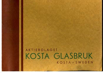 Kosta 1933 Swedish Glass Catalogue, Front Cover