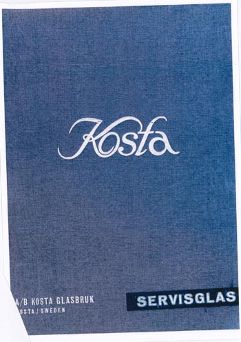 Kosta 1956 Swedish Glass Catalogue, Front Cover