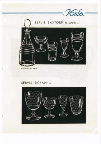 Kosta 1956 Swedish Glass Catalogue, Page 50