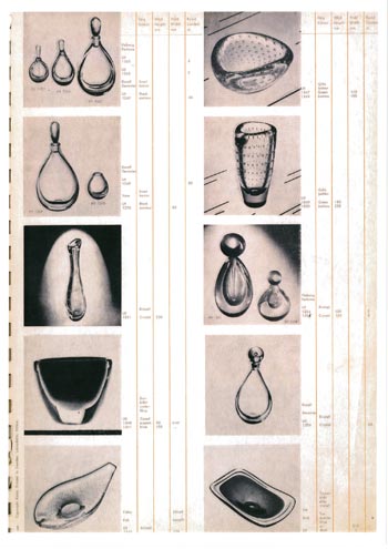Kosta 1960 Swedish Glass Catalogue, Page 1