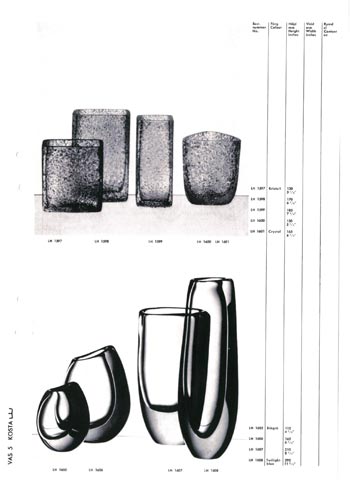 Kosta 1966 Swedish Glass Catalogue, Page 5
