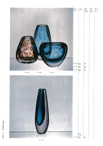 Kosta 1966 Swedish Glass Catalogue, Page 11
