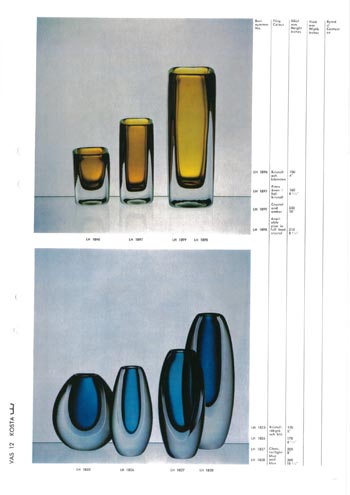 Kosta 1966 Swedish Glass Catalogue, Page 12