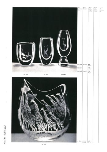 Kosta 1966 Swedish Glass Catalogue, Page 20