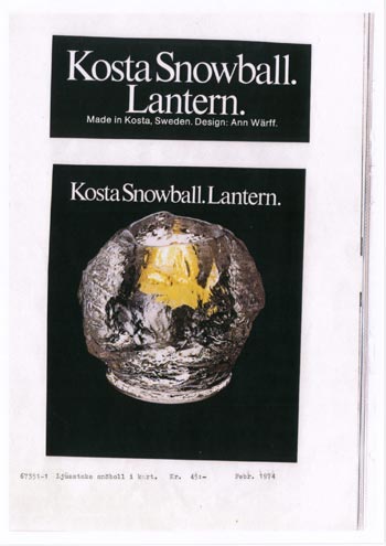 Kosta 1974 Swedish Glass Catalogue, Page 2