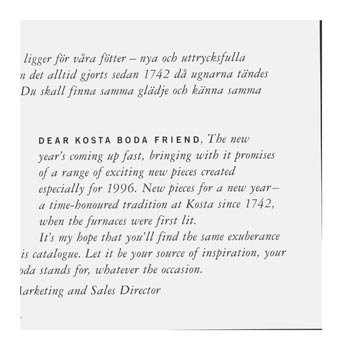 Kosta Boda 1996 Swedish Glass Catalogue, Page 3