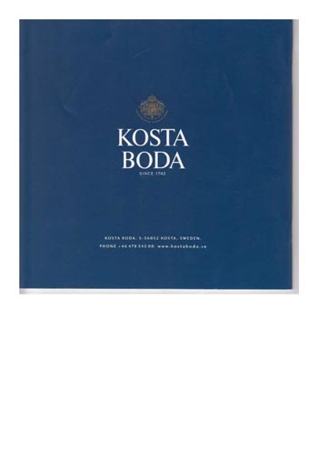 Kosta Boda 2000 Swedish Glass Catalogue - Artist Collection, New Items, Back Cover