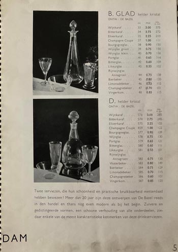 Leerdam 1936 Glass Catalogue, Page 5