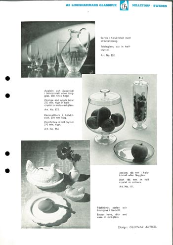 Lindshammar 1950's Swedish Glass Catalogue, Page 2
