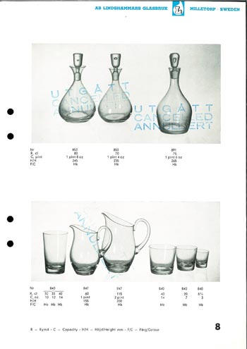 Lindshammar 1950's Swedish Glass Catalogue, Page 8 (7 missing)