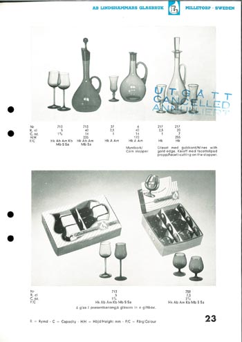 Lindshammar 1950's Swedish Glass Catalogue, Page 23
