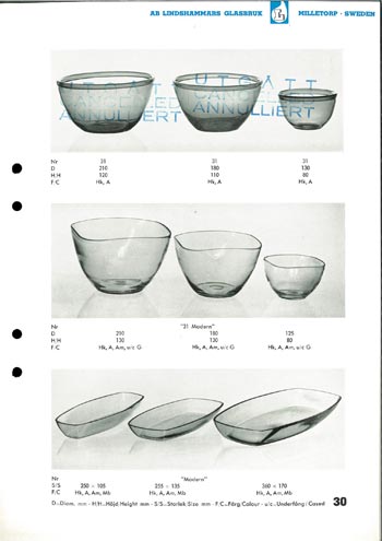 Lindshammar 1950's Swedish Glass Catalogue, Page 30