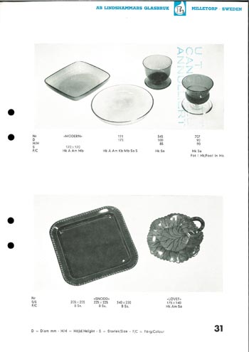 Lindshammar 1950's Swedish Glass Catalogue, Page 31
