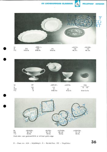 Lindshammar 1950's Swedish Glass Catalogue, Page 36