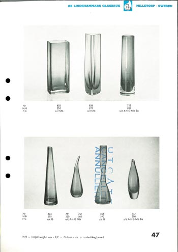 Lindshammar 1950's Swedish Glass Catalogue, Page 47