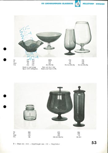Lindshammar 1950's Swedish Glass Catalogue, Page 53