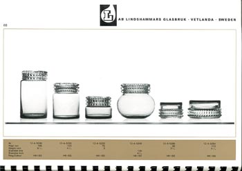 Lindshammar 1960's Swedish Glass Catalogue, Page 68 (54-67 missing)