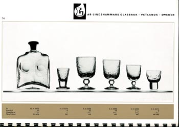 Lindshammar 1960's Swedish Glass Catalogue, Page 74