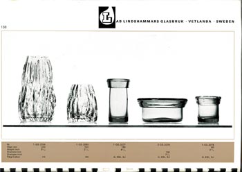 Lindshammar 1968 Swedish Glass Catalogue, Page 138